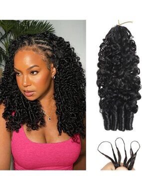 16" Burmese Curly Crochet Hair Extensions - Lightweight, Knotless, Remy, Natural